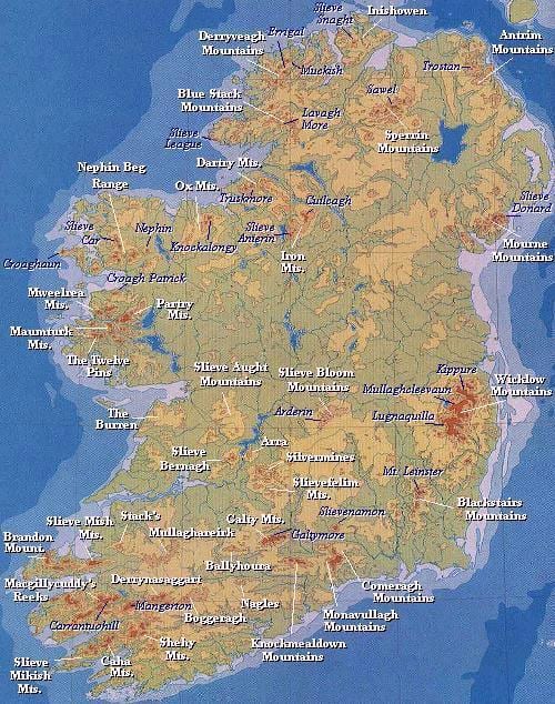 карта гори Ірландії