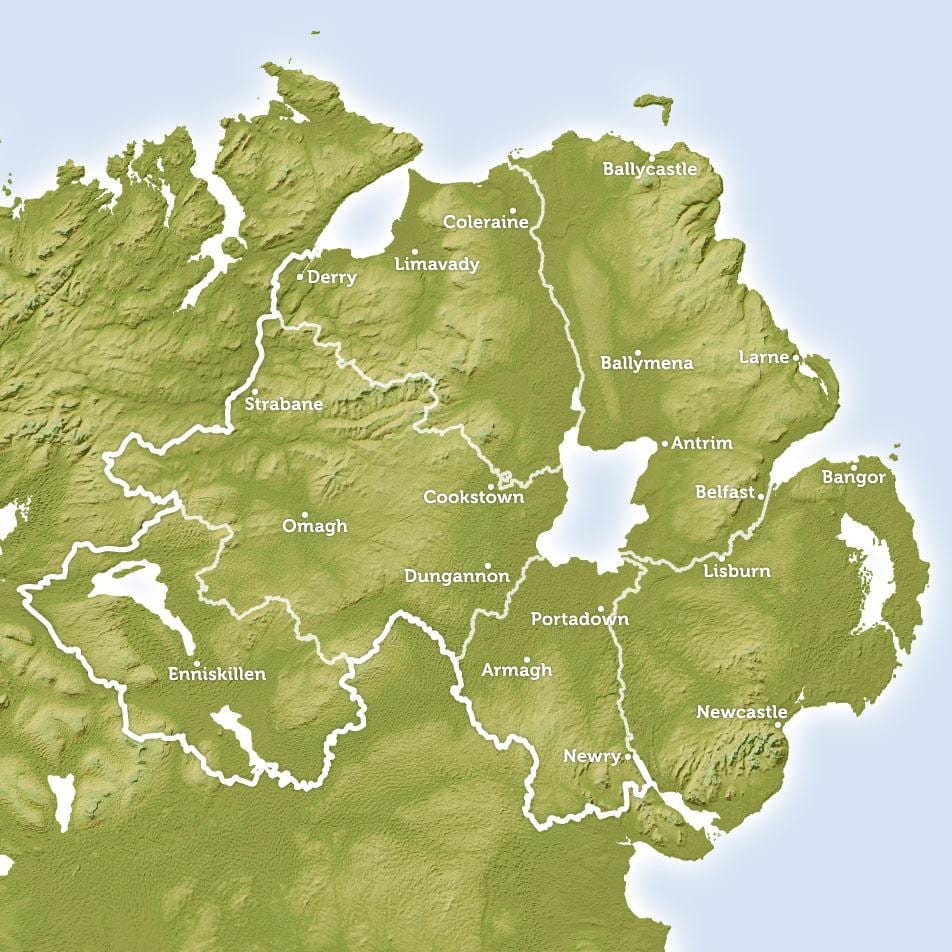 карта регіональна карта Північної Ірландії