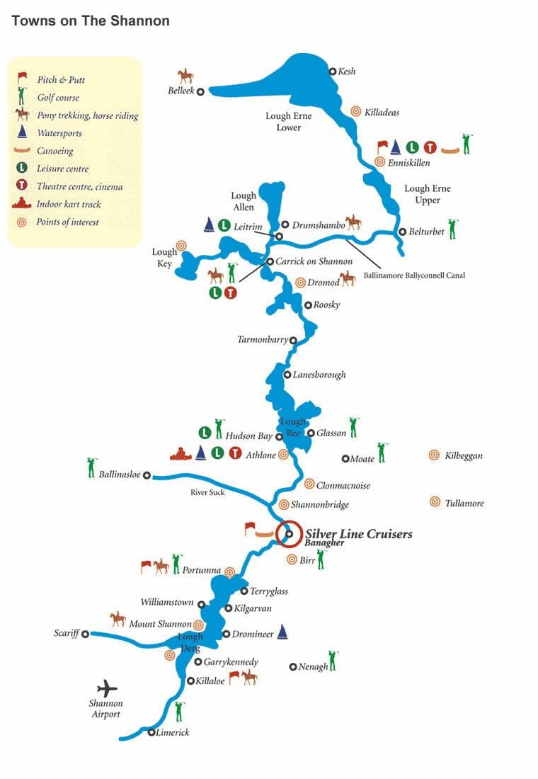 карта річки шаннон карті Ірландії