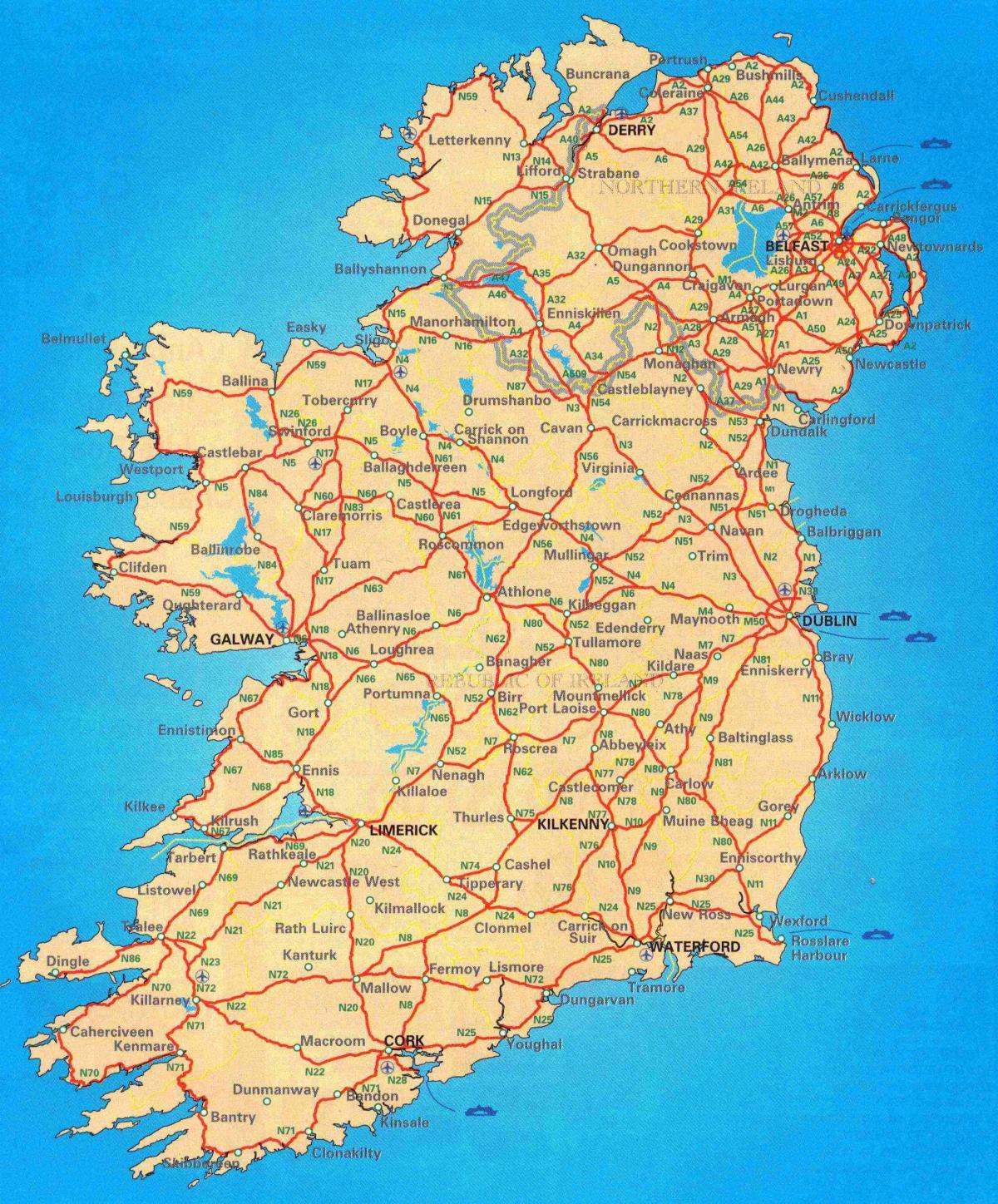 безкоштовна Дорожня карта Ірландії