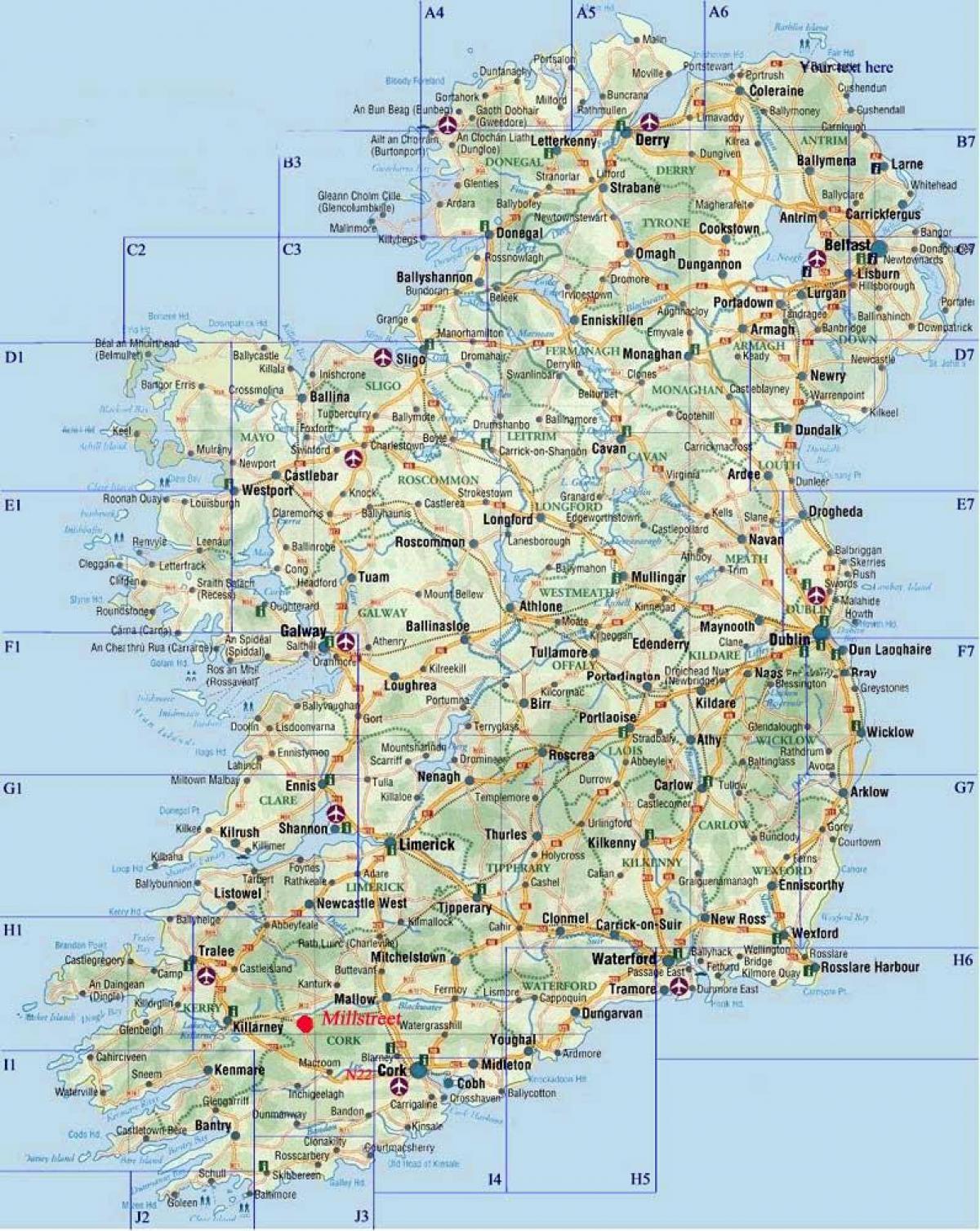 докладна автомобільна карта Ірландії