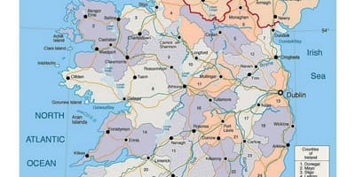 Карта Ірландії з містами