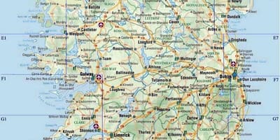 Докладна автомобільна карта Ірландії