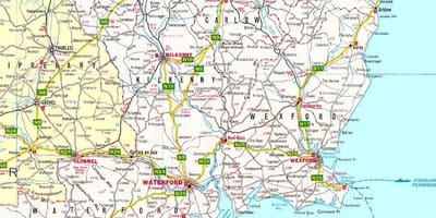 Карта Південно-Східної Ірландії