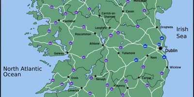 Карта керуючи карті Ірландії відстань