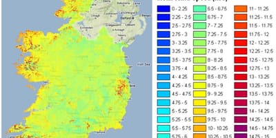 Швидкість вітру карті Ірландії