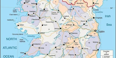 Карта Ірландії з містами