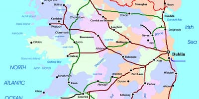 Карта залізничних маршрутів в Ірландії
