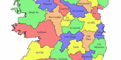 Карта Ірландії з іменами округу 