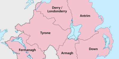 Карта Північної Ірландії повітів і міст